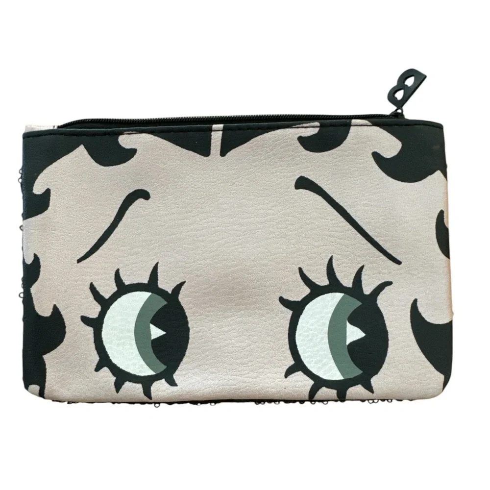 Ipsy Glam Bag Betty Boop Black and Cream Cartoon Face Clutch Pouch Makeup